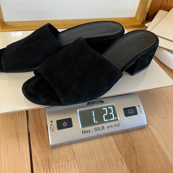 Vince Rachelle 2 Black Suede Block Heel Slide Sandals Womens Size 8.5 - Picture 11 of 11